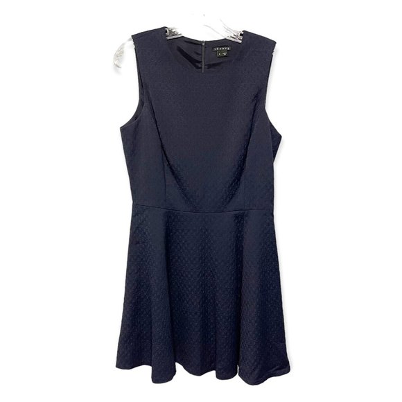Theory Size 8 Tilura Navy Textured Sleeveless Crewneck Fit and Flare Min… - Picture 2 of 6